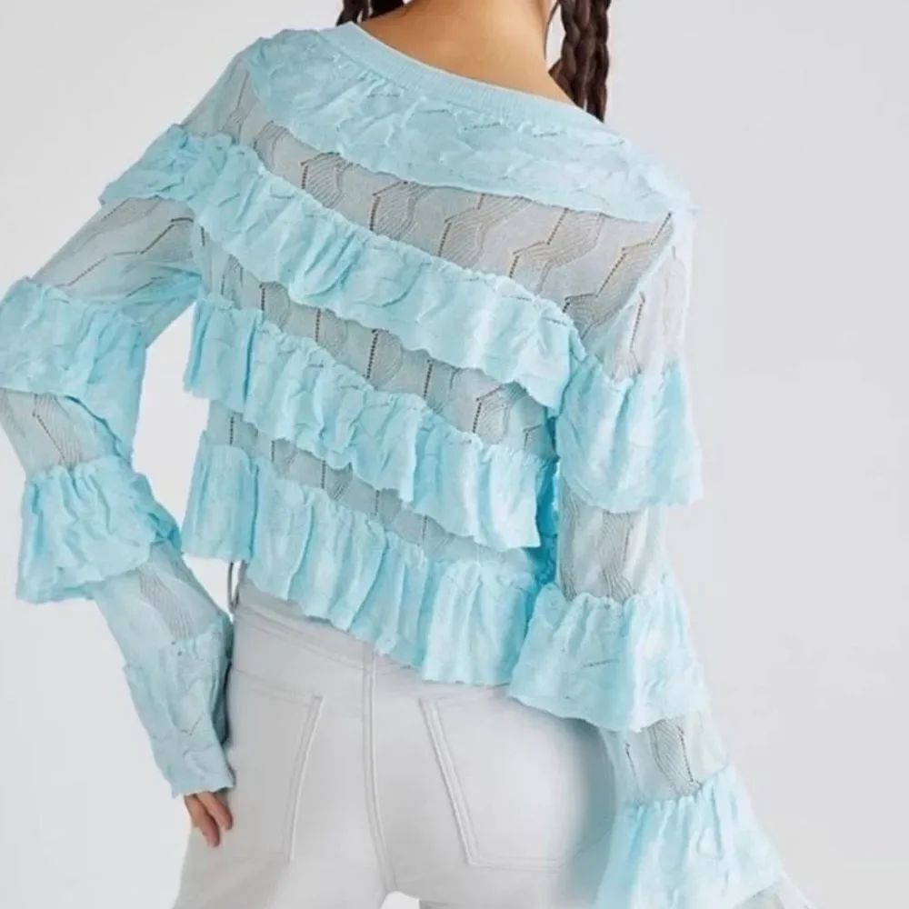 Free People Ruffle Cardi Cropped Cardigan NEW - Picture 3 of 8